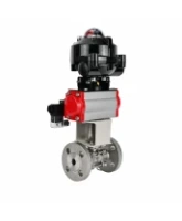 Кран шаровой DN.ru BV3131P(3pc)-FP-F-ISO-H Ду100 Ру16 полнопроходной, фланцевый, корпус - нержавеющая сталь 304, PTFE, 22х22, WDVF, с пневмоприводом PA-DA-105, пневмораспределителем 4M320-08 AC220V и БКВ APL-510N EX
