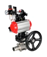 Кран шаровой DN.ru BV3232P(3pc)-FP-W-ISO-H LONG Ду65 Ру25 полнопроход., корпус - нерж.сталь 316, уплотнение - PTFE, под приварку, с пн.приводом PA-DA-083, пн.распределителем 4M310-08 AC220V, ручным дублером MON2-450-T28-ISO, БКВ APL-210N и БПВ AFC2000