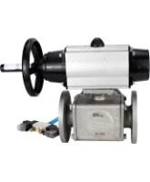 Кран шаровой DN.ru BV3232P(4pc)-FP-3WL-F Ду100 Ру16 полнопроходной трехходовой, фланцевый, корпус - нержавеющая сталь SS316, с пневмоприводом DN.ru PA-DA-105-1 двойного действия и пневмораспределителем 4V320-08 AC220V