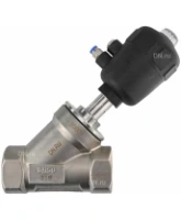 Клапан отсечной пневматический DN.ru VSP3241P-T-1PNC 2 1/2″ Ду65 Ру25, корпус - нержавеющая сталь SS316, резьбовой, Y-образный, корпус привода - пластик