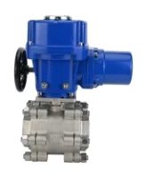 Кран шаровой DN.ru BV3232P(3pc)-FP-SW-ISO-H Ду100 Ру63 полнопроходной, корпус - нержавеющая сталь SS316, под приварку, с 1/4-оборотным электроприводом QT-N-020M-O2-220VAC-У1 с моментной муфтой и штурвалом