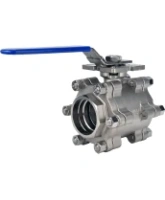 Кран шаровой DN.ru BV3232P(3pc)-FP-SW-ISO-H Ду100 Ру63 полнопроходной, под приварку, материал корпуса - нержавеющая сталь SS316, с ISO-фланцем и рукояткой