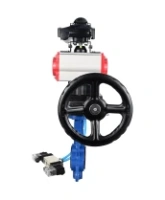 Затвор дисковый поворотный DN.ru WBV1413E-2W-Fb-H Ду150 Ру16, корпус - чугун GGG50, диск - чугун GGG40, EPDM, с пневмоприводом PA-DA-105 двойного действия, с пневмораспределителем 4V320-08 AC220V, с БКВ APL-210N, с ручным дублером MON3-700-T38-ISO