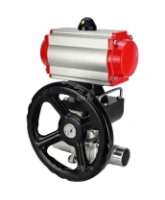 Кран шаровой DN.ru BV3232P(3pc)-FP-W-ISO-H LONG Ду80 Ру25 полнопроходной, корпус - нержавеющая сталь 316, уплотнение - PTFE, под приварку, с пневмоприводом PA-DA-083, пневмораспределителем 4M310-08 AC220V и ручным дублером MON2-450-T28-ISO