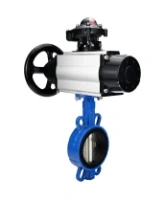 Затвор дисковый поворотный DN.ru WBV1413E-2W-Fb-H Ду150 Ру16, корпус - чугун GGG50, диск - чугун GGG40, уплотнение - EPDM, с пневмоприводом DN.ru PA-DA-105-1 двойного действия, с БКВ APL-210N
