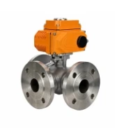 Кран шаровой DN.ru BV3232P(2pc)-FP-3WT-F-ISO-H Ду40 Ру16 HYMT, трехходовой T-тип, полнопроходной, фланцевый, материал корпуса - нержавеющая сталь SS316, с с электроприводом E34-N-005EM-O1-220VAC-У1