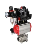 Кран шаровой DN.ru BV3232P(3pc)-FP-W-ISO-H Ду65 Ру25 полнопроходной двухходовой, нержавеющая сталь SS316, под приварку, уплотнение - PTFE, с пн.приводом DN.ru PA-DA-083 пн.распределителем 4M310-08 AC220V БПВ AFC2000 БКВ APL-510N-EX