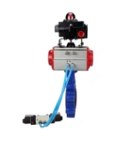 Затвор дисковый поворотный DN.ru WBV1631N-2W-Fb-H Ду150 Ру16 LUG корпус - чугун QT450, диск - нержавеющая сталь 304, уплотнение - NBR, с пневмоприводом DN.ru PA-SA-160, пневмораспределителем 4V320-08 AC220V и БКВ APL-410N EX