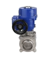 Кран шаровой DN.ru BV3232P(3pc)-FP-W-ISO-H Ду40 Ру40 полнопроходной двухходовой, нержавеющая сталь SS316, под приварку, уплотнение - PTFE, с 1/4-оборотным электроприводом DN.ru QT-N-005M-O2-220VAC-У1