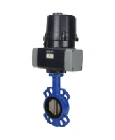 Затвор дисковый поворотный DN.ru WBV1432E-2W-Fb-H Ду100 Ру16 межфланцевый, корпус - чугун GGG50, диск - нержавеющая сталь 316L, уплотнение - EPDM, с электроприводом четвертьоборотным DN.ru QTSA-N-007EM-O0-220VAC с пружинным возвратом