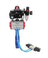 Затвор дисковый поворотный DN.ru WBV1616E-2W-Fb-H Ду100 Ру16 LUG корпус - чугун QT450, диск - чугун QT450, уплотнение - EPDM, с пневмоприводом DN.ru PA-DA-083, пневмораспределителем 4V320-08 AC220V, БКВ APL-410N EX и БПВ AFC2000