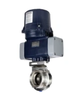 Затвор дисковый поворотный DN.ru WBV3131E-2W-T-H Ду50 Ру10 резьбовой, корпус - пищевая нержавеющая сталь AISI 304, диск - нержавеющая сталь AISI 304, уплотнение - EPDM, с электроприводом четвертьоборотным DN.ru QTSA-N-003EM-O0-220VAC с пружинным возвратом
