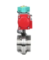 Затвор дисковый поворотный DN.ru WBV3131E-2W-T-H Ду50 Ру10 резьбовой, пищевая нержавеющая сталь 304, уплотнение - EPDM, с пневмоприводом PA-DA-052 и магнитным переключателем ALS200D