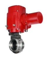 Затвор дисковый поворотный DN.ru WBV3131E-2W-T-H Ду50 Ру10 резьбовой, корпус - пищевая нержавеющая сталь 304, уплотнение - EPDM, с электроприводом QT-EX-005M-O2-220VAC-У1 с моментной муфтой и штурвалом