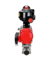Кран шаровой DN.ru BV3232P(3pc)-FP-W-ISO-H LONG Ду80 Ру25 полнопроходной, корпус - нержавеющая сталь 316, уплотнение - PTFE, под приварку, с пневмоприводом DN.ru PA-SA-130, пневмораспределителем 4M310-08 AC220V и БКВ APL-510N EX