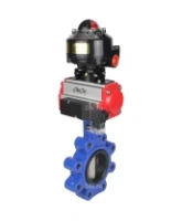 Затвор дисковый поворотный DN.ru WBV1616E-2W-Fb-H Ду100 Ру16 LUG корпус - чугун QT450, диск - чугун QT450, уплотнение - EPDM, с пневмоприводом DN.ru PA-SA-130, пневмораспределителем 4M310-08 AC220V и БКВ APL-510N EX