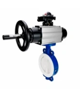 Затвор дисковый поворотный DN.ru WBV3434Pf-2W-Fb-R Ду200 Ру16, корпус - углеродистая сталь WCB, диск - углеродистая сталь WCB, футерованный PTFE, уплотнение - PTFE, с пневмоприводом PA-DA-105-1 и БКВ APL-210N