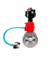 Кран шаровой DN.ru BV3232P(2pc)-FP-F-ISO-H WDVF Ду65 Ру16 полнопроходной, фланцевый, корпус - нержавеющая сталь 316, уплотнение - PTFE, с пневмоприводом PA-SA-130, пневмораспределителем 4V320-08 AC220V и БКВ APL-510N EX