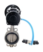 Затвор дисковый поворотный DN.ru WBV3232E-2W-Fb-H Ду150 Ру16, корпус - нержавеющая сталь 316L, диск - нержавеющая сталь 316L, уплотнение - EPDM, с пневмоприводом PA-DA-105-1 двойного действия, с пневмораспределителем 4V320-08 AC220V