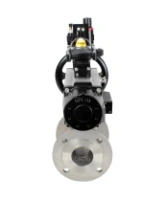 Кран шаровой DN.ru BV3232P(2pc)-FP-F-ISO-H Ду100 Ру16, полнопроходной фланцевый, нержавеющая сталь SS316, уплотнение - PTFE, с пневмоприводом PA-DA-105-1 двойного действия, с пневмораспределителем 4M310-08 AC220V, с БКВ APL-210N, с БПВ AFC2000