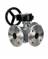 Кран шаровой DN.ru BV3232P(2pc)-FP-3WL-F-ISO-H Ду20 Ру16 HYMT, трехходовой L-тип, полнопроходной, фланцевый, корпус - нержавеющая сталь SS316, с редуктором RDN RQN2-150Z-T24