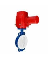 Затвор дисковый поворотный DN.ru WBV3434Pf-2W-Fb-R Ду150 Ру16, корпус - углеродистая сталь WCB, диск - углеродистая сталь WCB, футерованный PTFE, уплотнение - PTFE, с электроприводом QT-EX-020M-O2-220VAC-У1