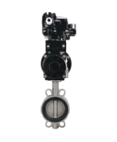 Затвор дисковый поворотный DN.ru WBV3232E-2W-Fb-H Ду150 Ру16, корпус - нержавеющая сталь 316L, диск - нержавеющая сталь 316L, уплотнение - EPDM, с пневмоприводом PA-DA-105-1 и с электропневматическим поворотным позиционером YT-1000RSN без обратной связи