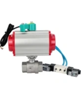Кран шаровой DN.ru BV3232P(2pc)-FP-T-ISO-H Ду100 Ру40 полнопроходной, внутренняя резьба, корпус - нержавеющая сталь 316, уплотнение - PTFE, с пневмоприводом PA-DA-105, пневмораспределителем 4V320-08 AC220V и магнитным переключателем ALS200D