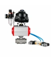 Кран шаровой DN.ru BV3232P(4pc)-SP-3WT-T-ISO-H WDVF Ду25 Ру63 стандартнопроходной, 3-ходовой Т-тип, внутренняя резьба, нержавеющая сталь AISI 316, PTFE, с пневмоприводом PA-DA-065, пневмораспределителем 4V320-08 AC220V, БКВ APL-510N EX и БПВ AFC2000