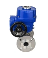 Кран шаровой DN.ru BV3131P(3pc)-FP-F-ISO-H Ду15 Ру40 трехсоставный из нержавеющей стали SS304, фланцевый, уплотнение - PTFE, полнопроходной, с 1/4-оборотным электроприводом DN.ru QT-N-005M-O2-220VAC-У1