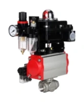 Кран шаровой DN.ru BV3232P(4pc)-SP-3WL-T-ISO-H Ду15 Ру63 стандартнопроходной трехходовой L-тип, нержавеющая сталь SS316, внутренняя резьба, PTFE, пн.приводом PA-DA-052, пн.распределителем 4M310-08 AC220V, БКВ APL-410N EX и БПВ AFC2000