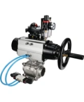 Кран шаровой DN.ru BV3232P(3pc)-FP-W-ISO-H Ду80 Ру25, полнопроходной, трехсоставной, нержавеющая сталь 316, уплотнение - PTFE, под приварку, с пневмоприводом PA-DA-105-1, пневмораспределителем 4V320-08 AC220V, БКВ APL-210N, БПВ AFC2000