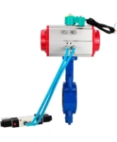 Затвор дисковый поворотный DN.ru WBV1432E-2W-Fb-H Ду100 Ру16 корпус - чугун GGG50, диск - нержавеющая сталь 316L, уплотнение - EPDM, с пневмоприводом PA-DA-083, пневмораспределителем 4V320-08 AC220V и магнитным переключателем ALS200D