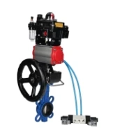 Затвор дисковый поворотный DN.ru WBV1413E-2W-Fb-H Ду150 Ру16, корпус - чугун GGG50, диск - чугун GGG40, EPDM, с пневмоприводом PA-DA-105, с пневмораспределителем 4V320-08 AC220V, с БКВ APL-410N EX, с ручным дублером MON3-700-T38-ISO, с БПВ AFC2000