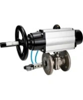 Кран шаровой DN.ru BV3232P(2pc)-FP-F-ISO-H Ду100 Ру16, полнопроходной фланцевый, нержавеющая сталь SS316, уплотнение - PTFE, с пневмоприводом PA-DA-105-1 двойного действия, с пневмораспределителем 4V320-08 AC220V