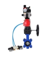 Затвор дисковый поворотный DN.ru WBV1631N-2W-Fb-H Ду150 Ру16 LUG чугун QT450, диск - нержавеющая сталь 304, NBR, с пневмоприводом PA-DA-105, пневмораспределителем 4V320-10 AC220V, БКВ APL-210N, редуктором MON3-700-T38-ISO и БПВ AFC2000