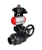 Кран шаровой DN.ru BV4242E-FP-GRM-ISO Дн50 Ру10 полнопроходной, корпус - НПВХ, шар - НПВХ, уплотнение - EPDM, с пневмоприводом PA-DA-052, ручным дублером MON1-250-T26-ISO и БКВ APL-410N EX