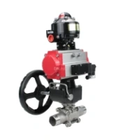 Кран шаровой DN.ru BV3232P(3pc)-FP-W-ISO-H LONG Ду65 Ру25 полнопроход., корпус - нерж.сталь 316, уплотнение - PTFE, под приварку, с пн.приводом PA-DA-083, пн.распределителем 4M310-08 AC220V, ручным дублером MON2-450-T28-ISO и БКВ APL-510N EX