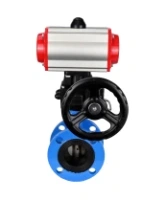 Затвор дисковый поворотный DN.ru WBV1313E-2W-F-H Ду100 Ру16 фланцевый, корпус - чугун GGG40, диск - чугун GGG40, EPDM, с пневмоприводом DN.ru PA-DA-105, пневмораспределителем DN.ru 4M310-08 AC220V и ручным дублером DN.ru MON1-250-T26-ISO