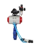 Затвор дисковый поворотный DN.ru WBV1616E-2W-Fb-H Ду100 Ру16 LUG корпус - чугун QT450, диск - чугун QT450, уплотнение - EPDM, с пневмоприводом DN.ru PA-DA-083, пневмораспределителем 4V320-10 AC220V, БКВ APL-210N и БПВ AFC2000