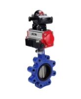 Затвор дисковый поворотный DN.ru WBV1631N-2W-Fb-H Ду150 Ру16 LUG корпус - чугун QT450, диск - нержавеющая сталь 304, уплотнение - NBR, с пневмоприводом DN.ru PA-SA-160, пневмораспределителем 4M310-08 AC220V и БКВ APL-210N