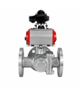 Кран шаровой DN.ru BV3232P(2pc)-FP-3WL-F-ISO-H Ду20 Ру16 HYMT трехходовой L-тип, полнопроходной, фланцевый, корпус - нержавеющая сталь AISI316, с пневмоприводом PA-DA-052, пневмораспределителем 4M320-08 AC220V и БКВ APL-210N