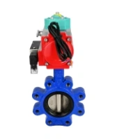 Затвор дисковый поворотный DN.ru WBV1616E-2W-Fb-H Ду125 Ру16 LUG корпус - чугун QT450, диск - чугун QT450, уплотнение - EPDM, с пневмоприводом PA-DA-105, пневмораспределителем 4M310-08 AC220V и магнитным переключателем ALS200D