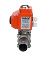 Кран шаровой DN.ru BV3232P(3pc)-FP-W-ISO-H LONG Ду32 Ру40 полнопроходной, под приварку, корпус - нержавеющая сталь SS316, уплотнение - PTFE, с 1/4-оборотным электроприводом QT-N-003EM-O1-24VDC-У1 24В HARK