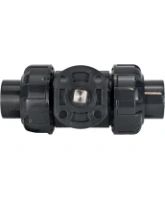 Кран шаровой DN.ru BV4242E-FP-GRM-ISO Дн50 Ру10 полнопроходной, клеевой с разборным муфтовым соединением, корпус - UPVC (НПВХ), шар - UPVC (НПВХ), уплотнение - EPDM, с ISO-фланцем и голым штоком квадратным