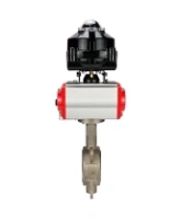 Затвор дисковый поворотный DN.ru WBV3232P-2W-Fb-H Ду125 Ру16, корпус - нержавеющая сталь 316L, диск - нержавеющая сталь 316L, уплотнение - PTFE, с пневмоприводом PA-SA-140, пневмораспределителем 4M310-08 AC220V, БКВ APL-510N EX