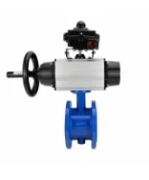 Затвор дисковый поворотный DN.ru WBV1331E-2W-F-H Ду50 Ру16 фланцевый, корпус - чугун GGG40, диск - нержавеющая сталь 304, уплотнение - EPDM, с пневмоприводом DN.ru PA-DA-105-1, 4M310-08 AC220V и APL-410N EX