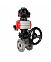 Кран шаровой DN.ru BV3232P(2pc)-FP-F-ISO-H Ду50 Ру16 полнопроходной фланцевый, корпус - нержавеющая сталь SS316, уплотнение - PTFE, с пневмоприводом PA-DA-083, пневмораспределителем 4M320-08 AC220V, ручным дублером MON2-450-T28-ISO и БКВ APL-510N EX