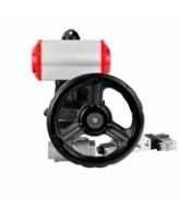 Кран шаровой DN.ru BV3232P(4pc)-SP-3WT-T-ISO-H WDVF Ду25 Ру63 стандартнопроходной, 3-ходовой Т-тип, внутренняя резьба, нержавеющая сталь AISI 316, с пневмоприводом PA-DA-065, пневмораспределителем 4V320-08 AC220V и ручным дублером MON1-250-T26-ISO