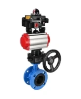 Затвор дисковый поворотный DN.ru WBV1313E-2W-F-H Ду100 Ру16 фланцевый, корпус - чугун GGG40, диск - чугун GGG40, уплотнение - EPDM, с пневмоприводом DN.ru PA-DA-105, БКВ DN.ru APL-410N EX и ручным дублером DN.ru MON1-250-T26-ISO